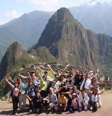 Ankunft der Gruppe in Machu Picchu